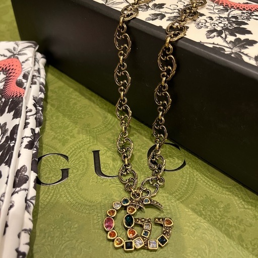 ★未使用品★GUCCI ダブルG　アンティーク仕立て　マルチカラーネックレス