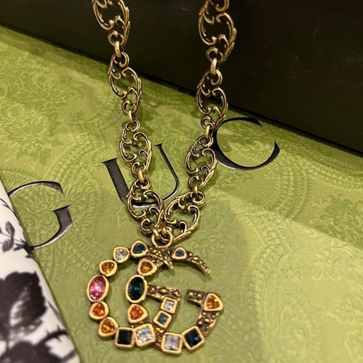 ★未使用品★GUCCI ダブルG　アンティーク仕立て　マルチカラーネックレス