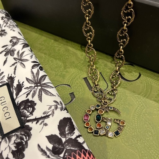 ★未使用品★GUCCI ダブルG　アンティーク仕立て　マルチカラーネックレス