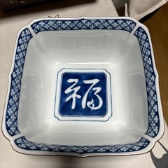 青華遊魚の角鉢（木箱入り）