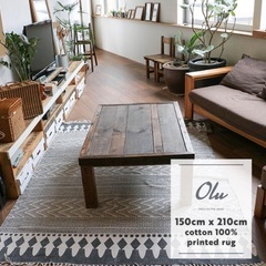 ラグ 150cm x 210cm ネイティブ柄　インド製コットンラグ