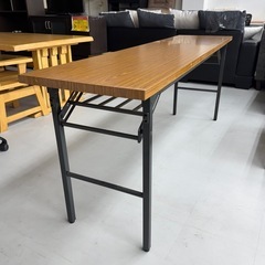 ①【美品‼️】ライオン事務器 180cm幅折りたたみテーブル 会議用机 木目調ブラウン♪の画像