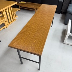 ①【美品‼️】ライオン事務器 180cm幅折りたたみテーブル 会議用机 木目調ブラウン♪の画像