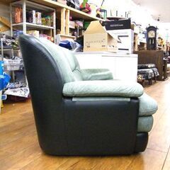 ソファ 2人掛け 本革 レザー グリーン 幅143 緑 長椅子 ソファー 2P