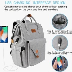 【新品未使用】ママバック　マザーズバッグ　ライトグレー　42×32×21㌢の画像