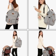 【新品未使用】ママバック　マザーズバッグ　ライトグレー　42×32×21㌢の画像