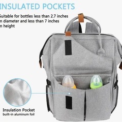 【新品未使用】ママバック　マザーズバッグ　ライトグレー　42×3...