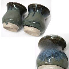 未使用品 こぶ志焼 酒器 釉薬 海鼠　2個セット ペア　湯呑としてもどうぞ 北海道陶芸 ☆ PayPay(ペイペイ)決済可能 ☆ 札幌市 豊平区 平岸 平岸店の画像