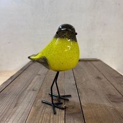 ガラス オブジェ おしゃれ バード イエロー 鳥 小鳥 置物 ガ...