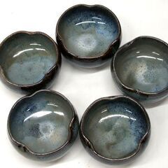 未使用品 こぶ志焼 梅小鉢 小 5枚セット 釉薬 海鼠　径11×高さ6cm　和皿 北海道陶芸 ☆ PayPay(ペイペイ)決済可能 ☆ 札幌市 豊平区 平岸 平岸店の画像