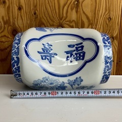 k1026608 高級陶器 陶器の枕 寿福 骨董 中国 染付 昭和レトロ ビンテージ 中古品 現状品 中古 現状品の画像