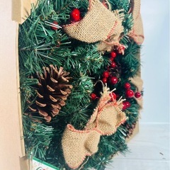 【美品】クリスマスリース　大サイズ　クリスマス　飾り物　イベント　玄関　40ｃｍ　の画像