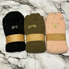 ❤️可愛い❤️ 靴下 5足セット レディース キッズ まとめ売り 黒 もこもこの画像