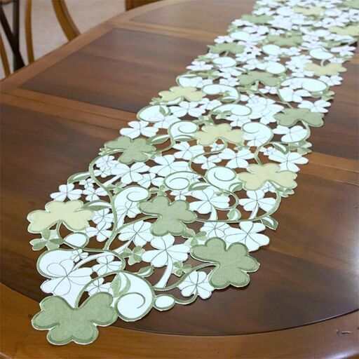レース テーブルセンター 33×180 cm グリーン テーブルクロス 花瓶敷き