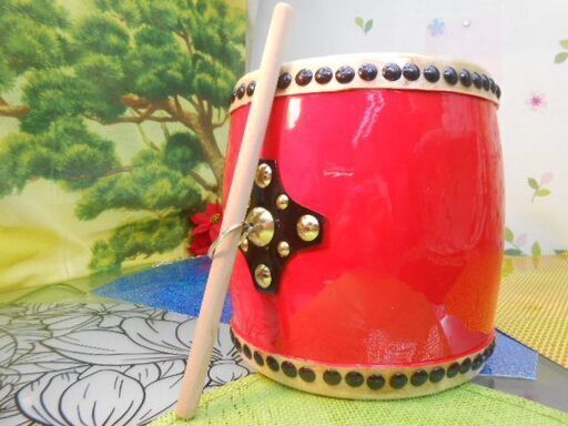 新品未使用8.300円　Nエイサー小ぶりな太鼓約18cm 撥、低学年用小型太鼓