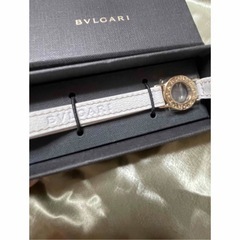 BVLGARI ブルガリ ホワイトレザー ゴールドリングストラップ(新品未使用)の画像