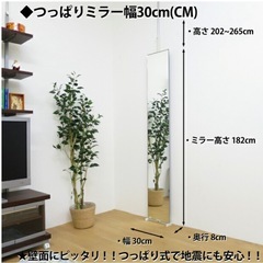 【新品未開封品】つっぱりスリムミラー　（定価13990円）　幅30cm 姿見　鏡 