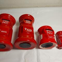 ★郵便ポスト置物4個【3個陶器、1個印鑑ケース】の画像