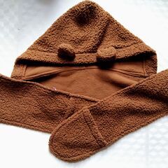 手袋付きマフラー★くまさん★茶の画像