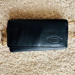 TOD'S キーケース 紺×黄バイカラー　レザー