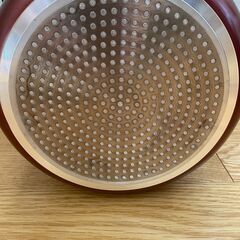 両手鍋 寸胴鍋 22cm ガラス蓋 付属 IH対応 フッ素加工 焦げ付きにくい レッド CUISINEの画像