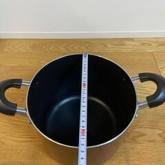 両手鍋 寸胴鍋 22cm ガラス蓋 付属 IH対応 フッ素加工 焦げ付きにくい レッド CUISINEの画像
