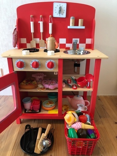 【決まりました】子供　キッチン　ままごと　沢山おもちゃ付き！【引取り限定】