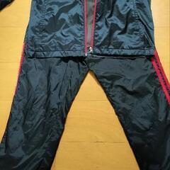 adidas 冬用ナイロンジャージclimaproof 紺/赤ラ...