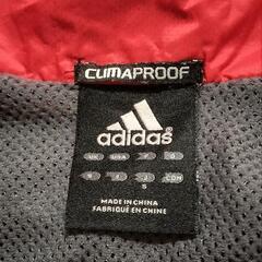 adidas 冬用ナイロンジャージclimaproof 紺/赤ライン Sサイズの画像