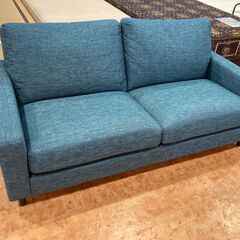 出品5月中まで予定】ライトブルー 2人掛けソファ 禁煙ペットなし