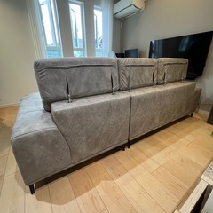 3人掛け カウチソファ Ｌ字 レザーファブリック プルミエ 値下げ交渉可】マナベ 3人掛け カウチソファ L字 レザーファブリック