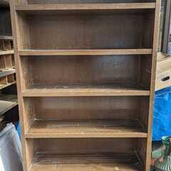 京都大工家具 木製家具 本棚 木工家具 一枚板 重量家具 6段 ビンテージ 昭和レトロ アンティーク 古道具 家具 工務店 レトロ 棚 収納 ウッドラックの画像