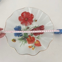 花柄 波形 大皿 ガラス おしゃれ レトロの画像