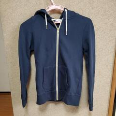 ネイビー スウェットパーカー 無地　Sサイズ　身幅約39.5cm 中古