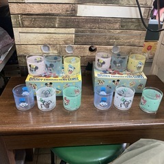 昭和レトロ Disney キャラクターグラス 未使用箱付 当時物...