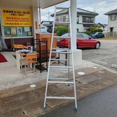 脚立☆ALINCO☆HOME STEP☆KY-21☆アルミ、脚立2m1㎝、はしご4ｍ21㎝、角度75度、キズあり、ロックの片方バネなし【こちらは店舗です。浜村鹿野温泉ICから3分 買取本舗 宮本リサイクル 営業時間9～19時 定休日水曜のみ←連絡できませんm(_ _)m】の画像