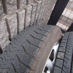 引取り者きまりました。！！　アルミホイール＋ブリジストンスタッドレスＶＲＸ 155/65R14　４本セットの画像