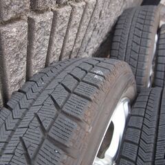 引取り者きまりました。！！　アルミホイール＋ブリジストンスタッドレスＶＲＸ 155/65R14　４本セットの画像