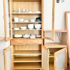 大幅お値下げ最終価格 モモナチュラル 食器棚 レンジ台 セット