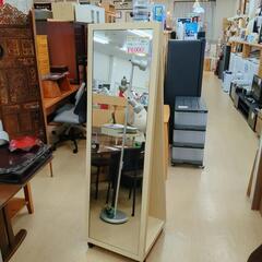 両面ミラー☆店舗向け、大きいサイズ、ナチュラルカラー、キャスター付【こちらは店舗です。浜村鹿野温泉ICから3分 買取本舗 宮本リサイクル 営業時間9～19時 定休日水曜のみ←連絡できませんm(_ _)m】の画像