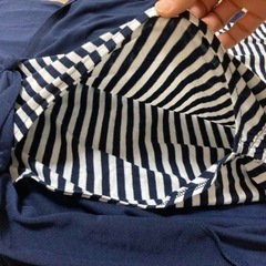 授乳服 ネイビーストライプ重ね着風の画像