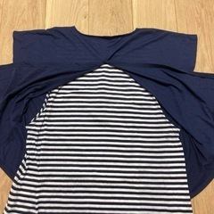 授乳服 ネイビーストライプ重ね着風の画像