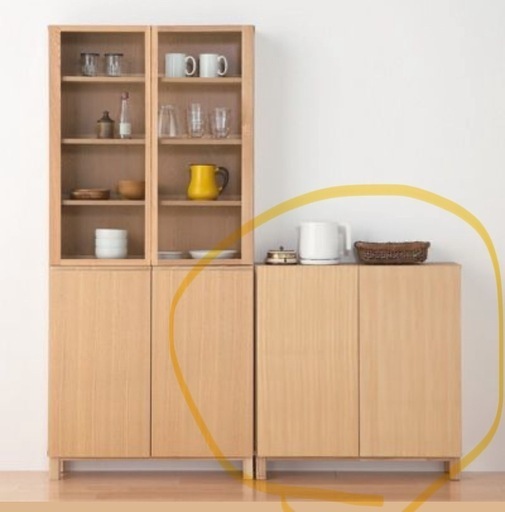 無印良品 MUJI 組み合わせて使える木製収納 シェルフ 薄型 扉付き