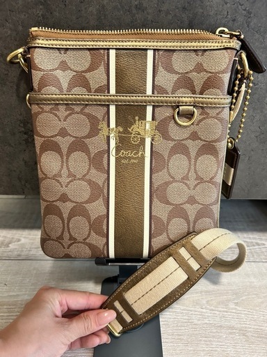 【美品】COACH コーチ シグネチャー レザー ショルダーバッグ