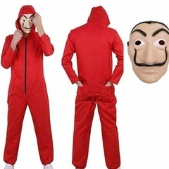 ペーパーハウス。ハロウィン。コスプレ。服とお面2点セットの画像