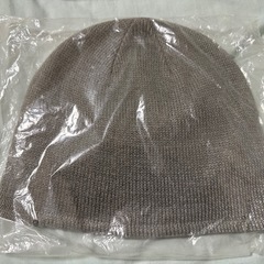 ①　未使用品　裏フリース・光反射ニット帽　リフレクターニット帽　グレーの画像
