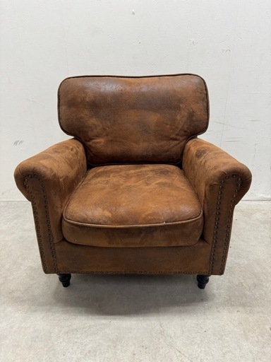 VINCENT 1人掛けソファー ヴィンテージ調 鋲打ち シングルソファ アンティーク 英国調 ヴィンセント 5