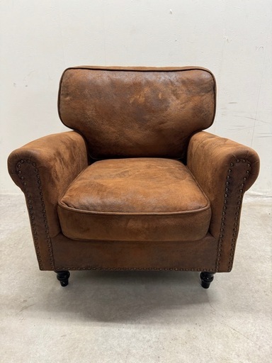 VINCENT 1人掛けソファー ヴィンテージ調 鋲打ち シングルソファ アンティーク 英国調 ヴィンセント 4