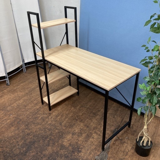 S126 ⭐ 綺麗 PCデスク+チェアセット 木製デスク ラック付き 幅110cm ⭐クリーニング済