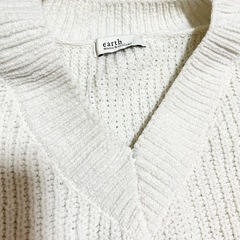 レディース ニット 白 セーター 長袖 トップスの画像